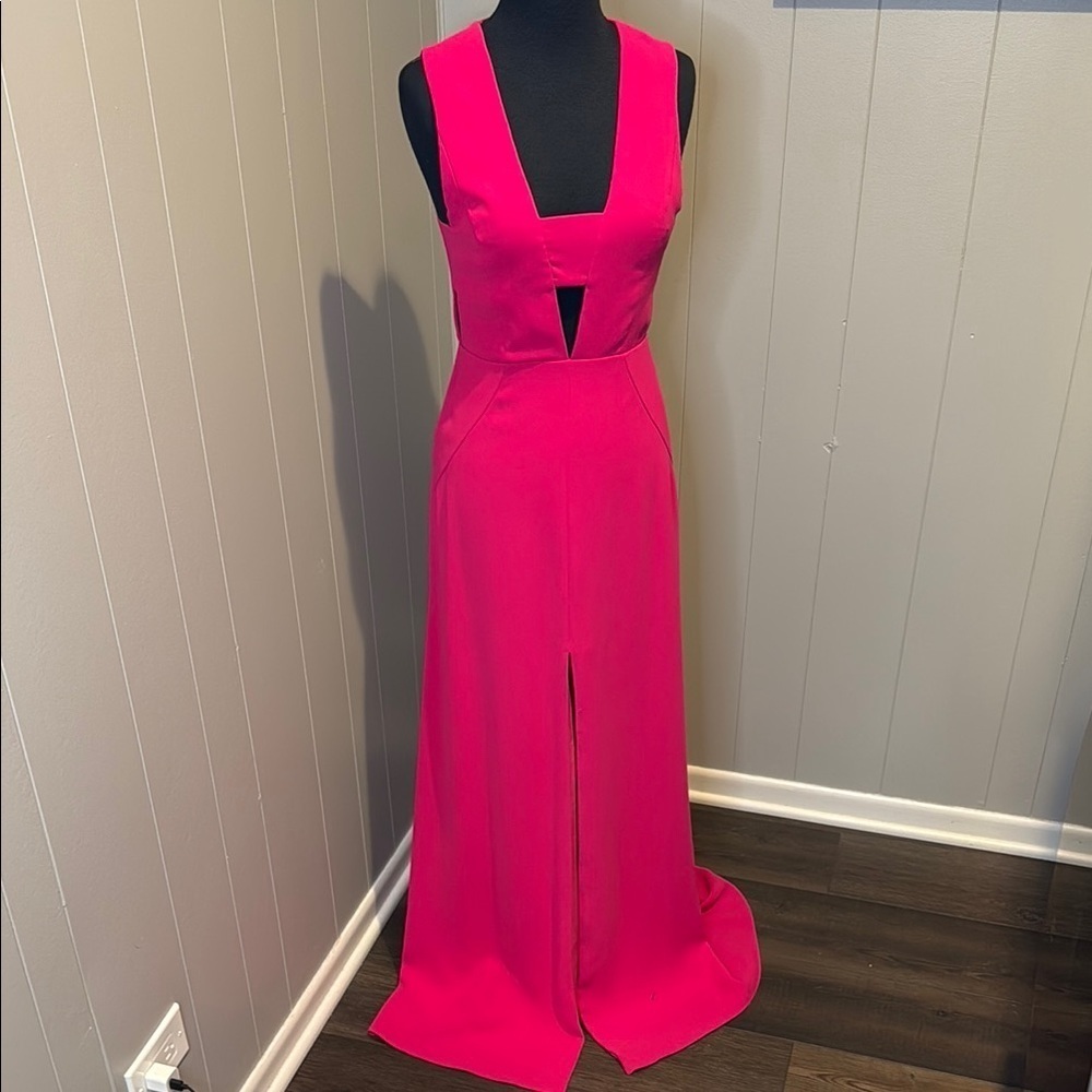 Jill Jill Stuart Women’s 0 Vibrant Pink Cutout Maxi Dress Front Slit Mid Cutout